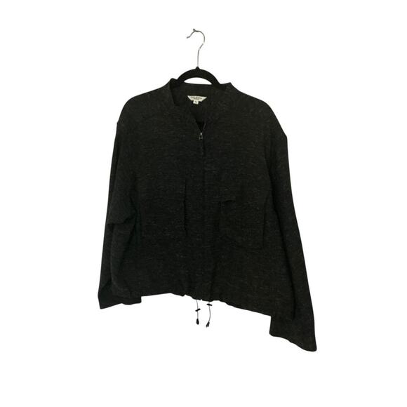 Max Studio Tops - Max Studio Half-Zip Drawstring Hem Top – Charcoal – XL